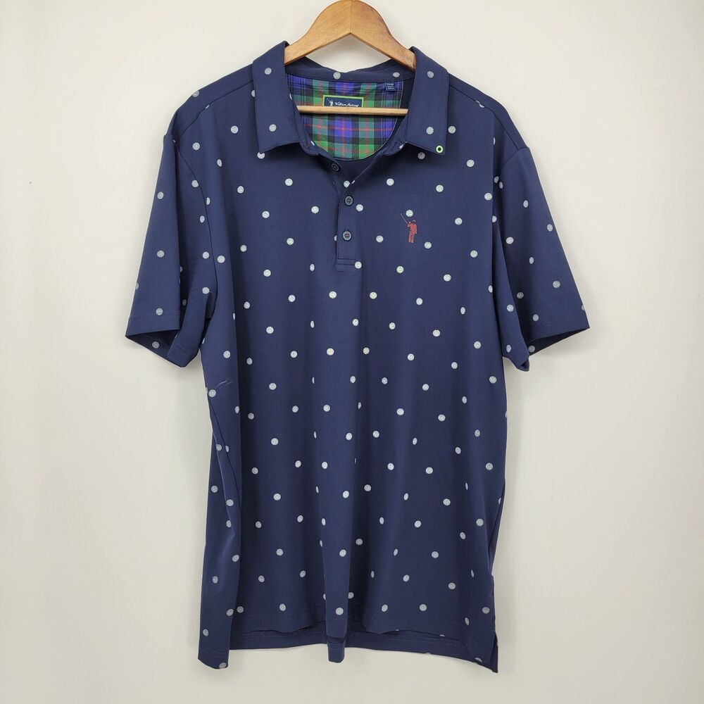 William Murray Golf Polo Shirt Blue Polka Dot Lightweight Breathable XL Mens